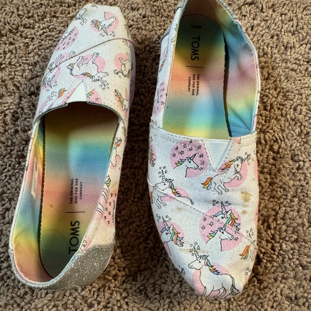 TOMS Pastel Unicorn Canvas Slip-Ons